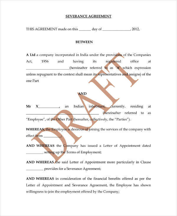 8+ Sample Severance Agreement Templates PDF, Docs, Word