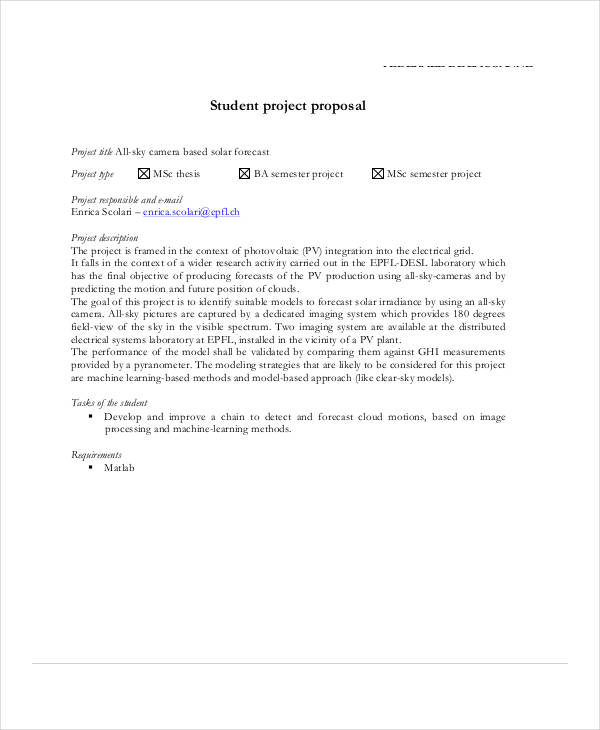 University Project Proposal Sample