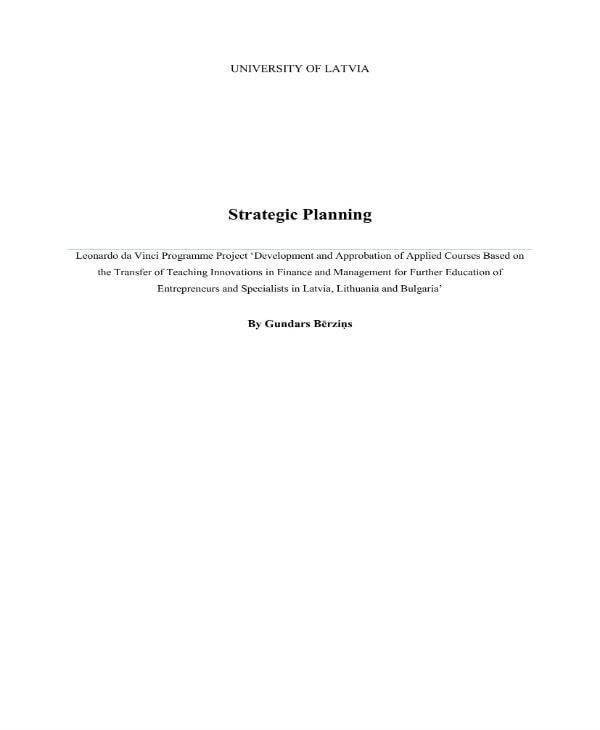 strategic planning sample