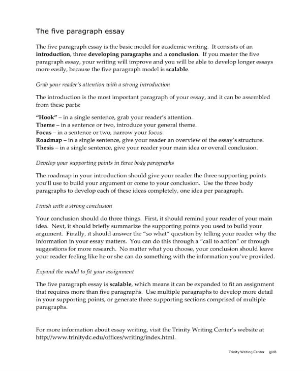 five paragraph essay example pdf