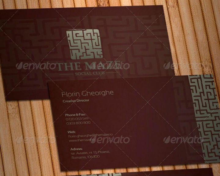 the maze social club business card template set