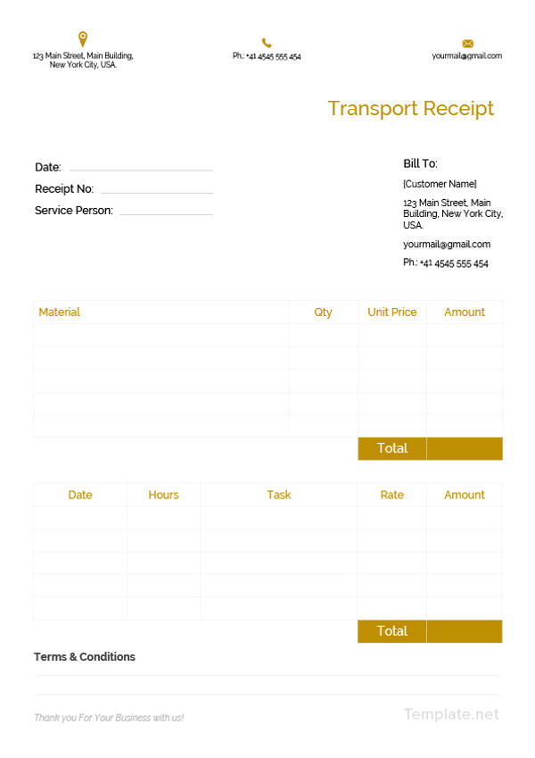 transport receipt template