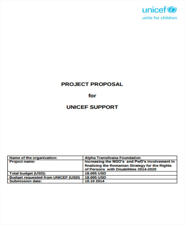 unicef project proposal template