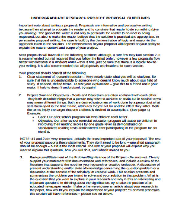 undergraduate project proposal guidelines