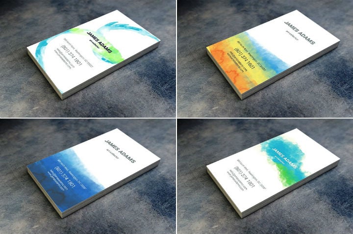 vertical watercolor business card template
