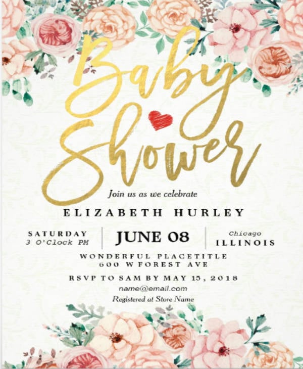 watercolor floral baby shower invite