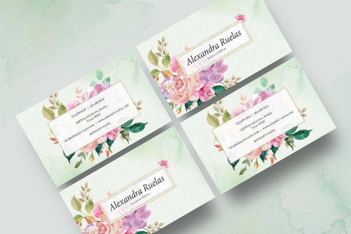 watercolor floral business card template