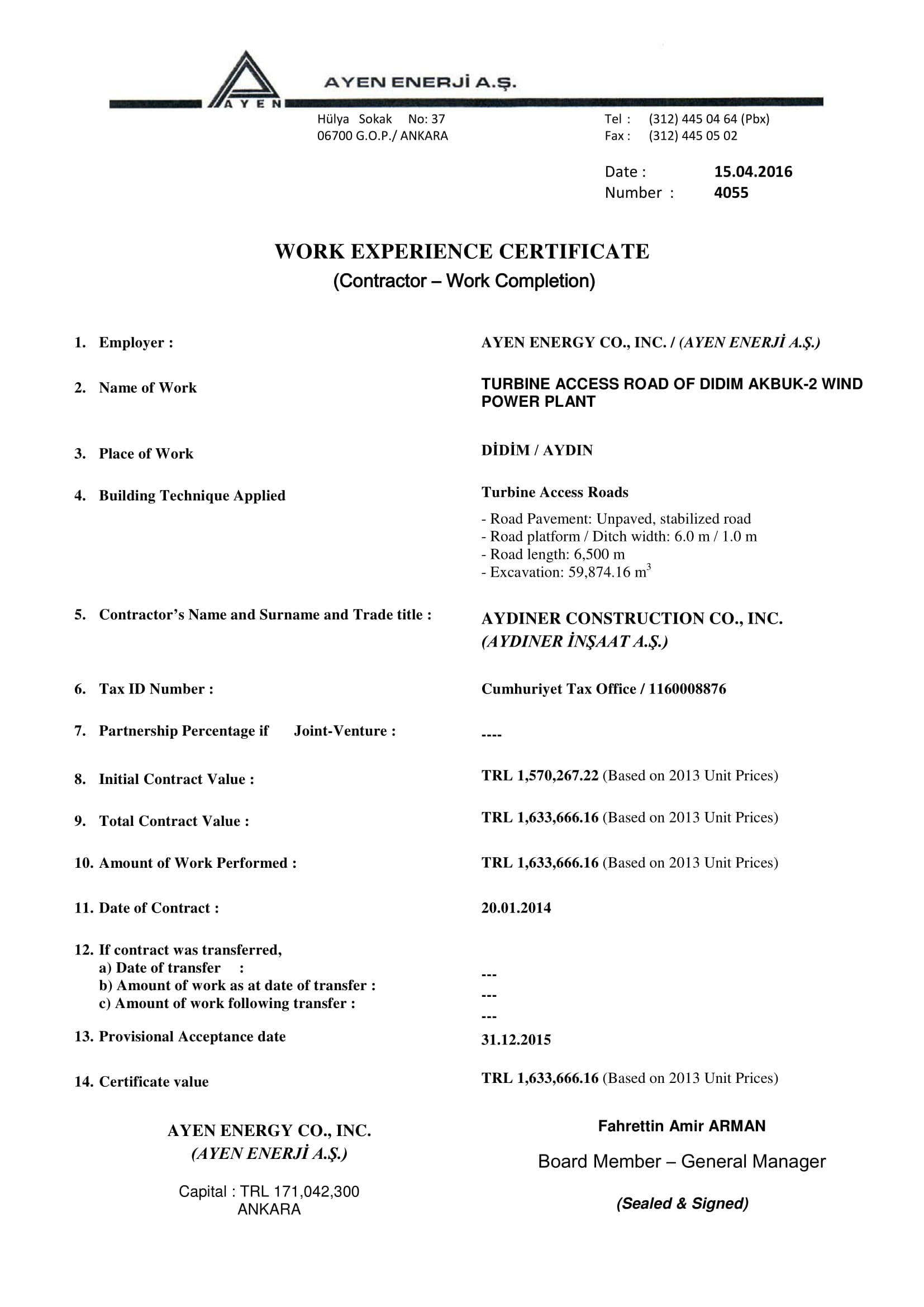 work experience certificate sample 1