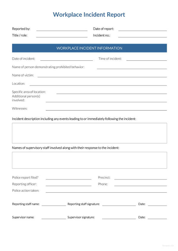 Hr Incident Report Template Word