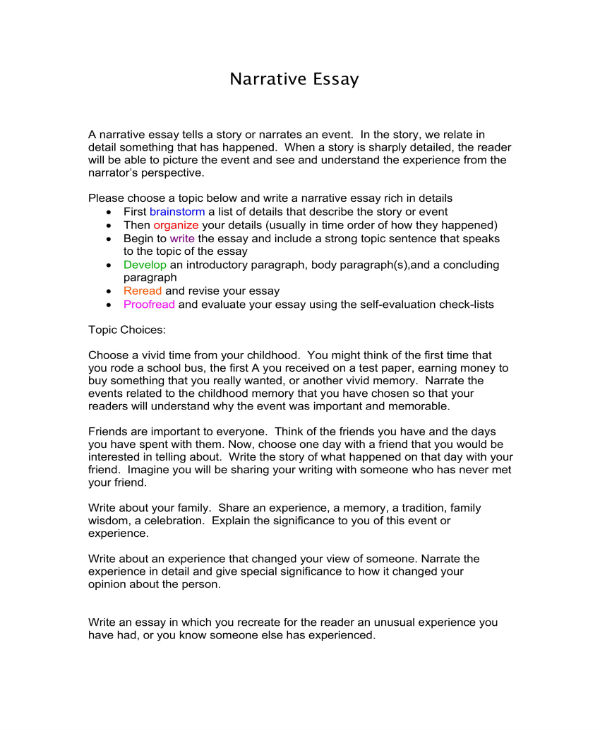 narrative essay starter