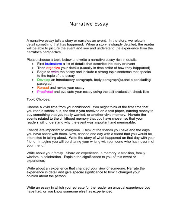 narrative sample essays