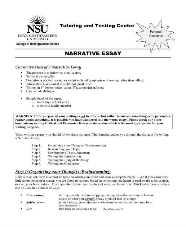 narrative essay outline sample