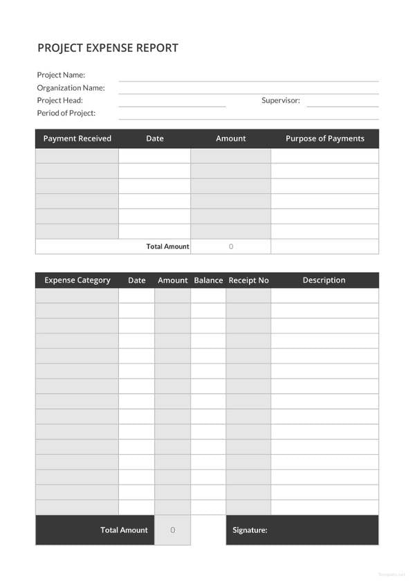 roject expense report template