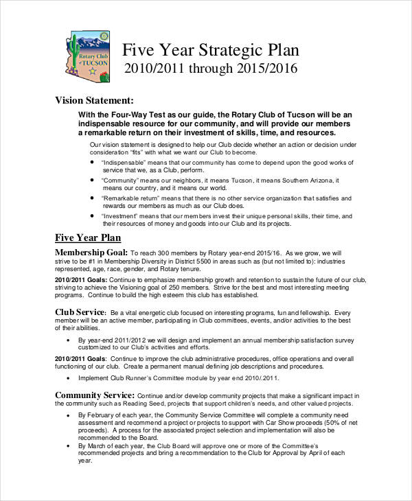 11  Five Year Strategic Plan Templates PDF