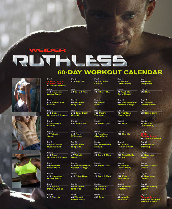 60 day workout calendar plan