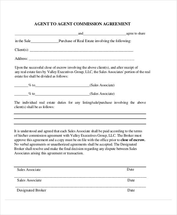 Agent to Agent Commission Agreement