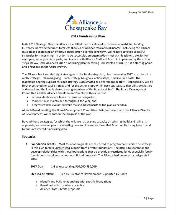 Fundraising Strategy Template Word