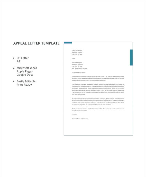 appeal letter template format sample example templates letters google