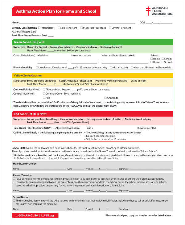 13+ Asthma Action Plan Templates - PDF | Free & Premium Templates