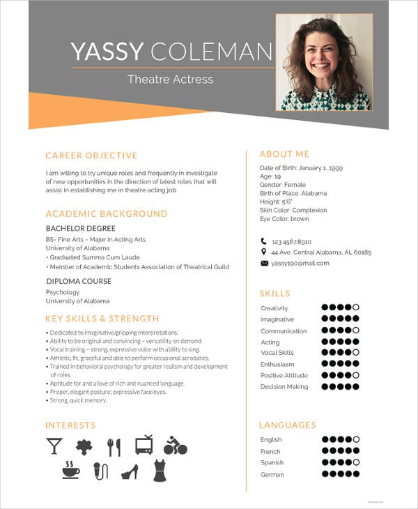 11 Acting Resume Templates Free Samples Examples Formats
