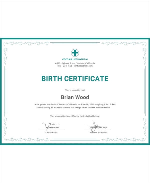 birth certificate indesign template