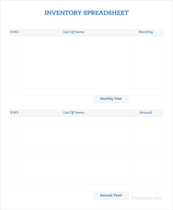 blank inventory spreadsheet template