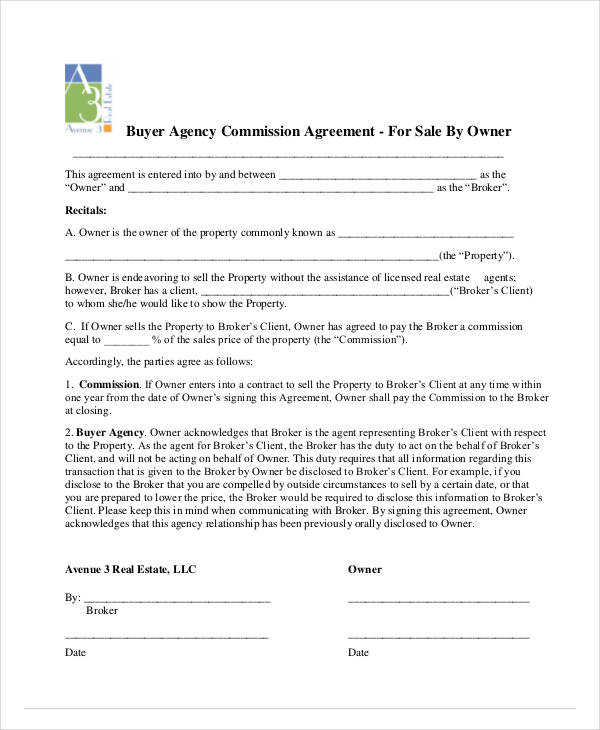 Buyer Agency Commission Agreement