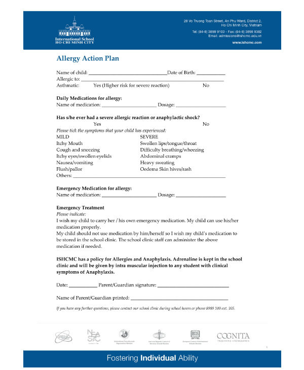 14+ Allergy Action Plan Templates PDF