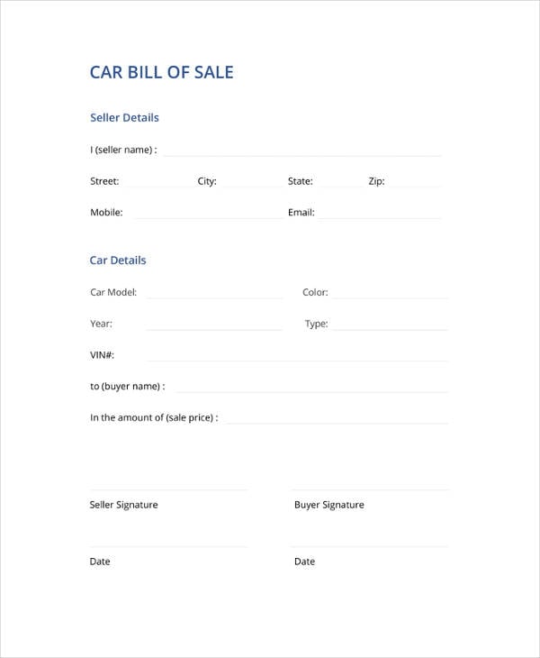 car bill of sale template1