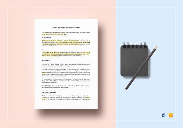 Celebrity Non-Disclosure Agreement Template