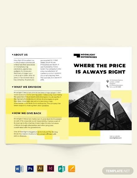 commercial bi fold brochure template