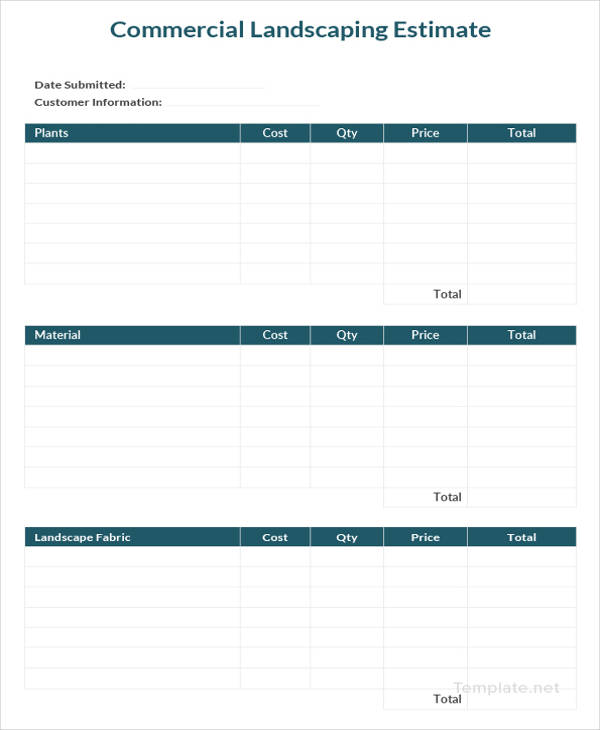 Landscaping Estimate Template FREE DOWNLOAD Aashe