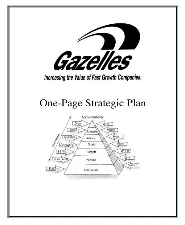 Company One-Page Strategic Plan