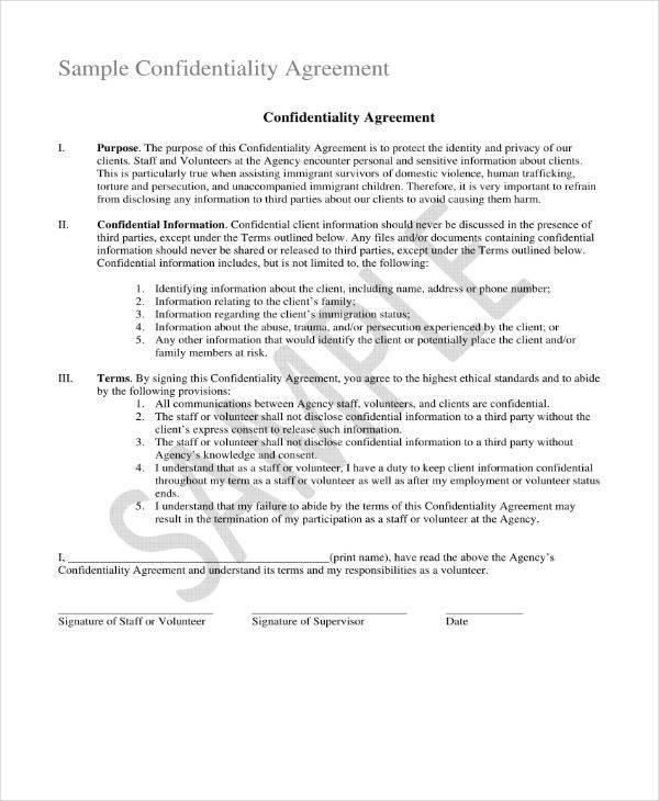 confidentiality agreement template