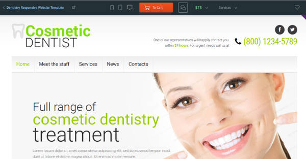 cosmetic dental clinic website template