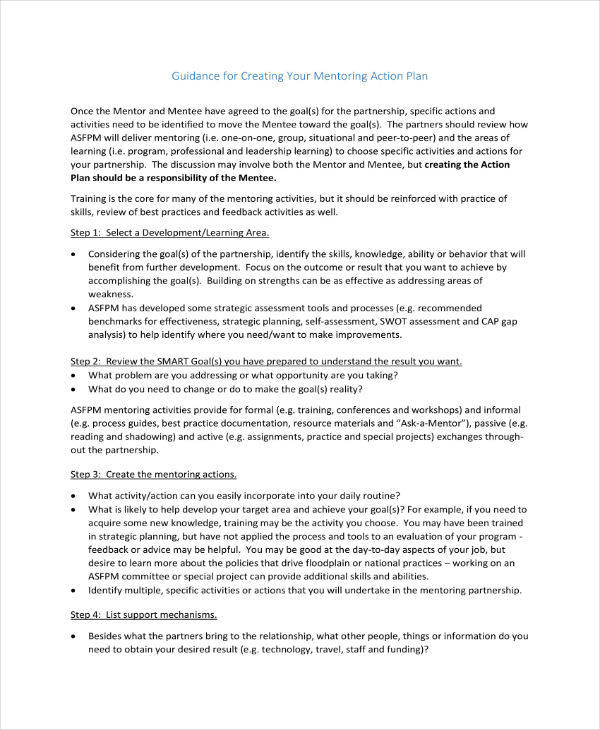 11 Mentoring Action Plan Templates Pdf Word 5107