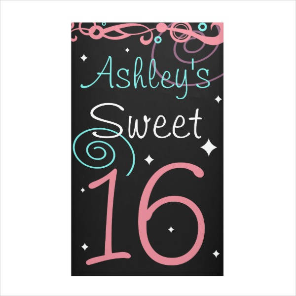 13 Sweet 16 Banner Designs Templates PSD AI