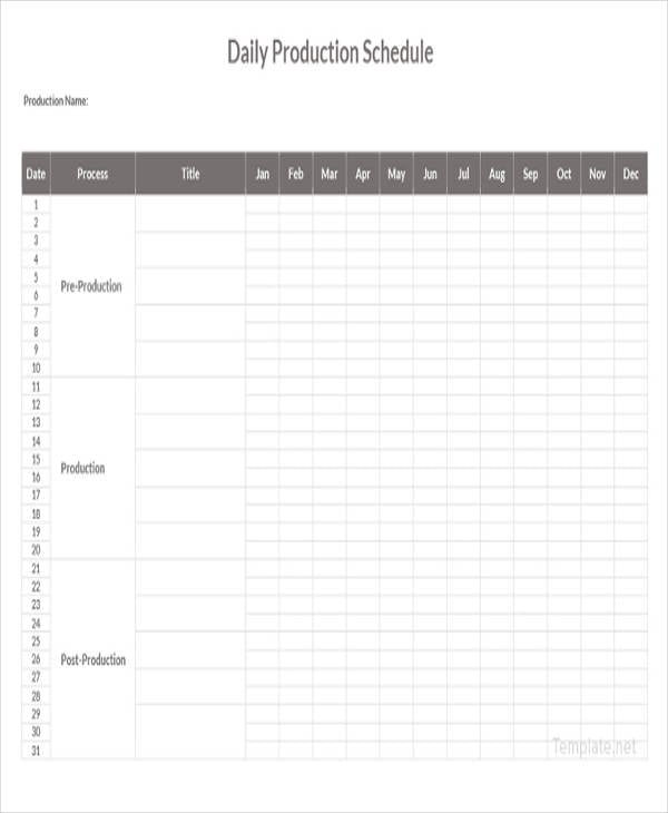 daily production schedule template