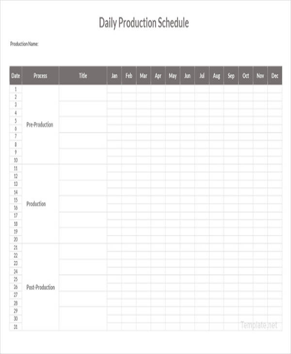 daily production schedule template