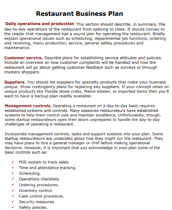 13+ Restaurant Operational Plan Templates & Samples - PDF, DOC