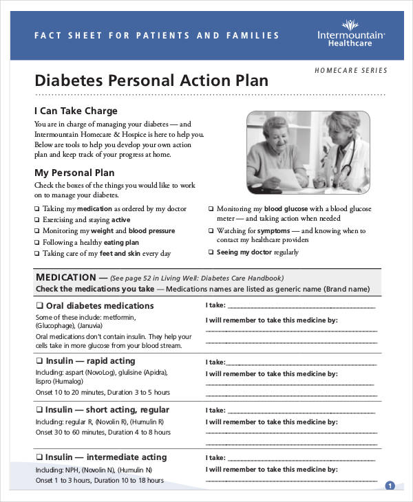 14 Diabetes Action Plan Templates PDF Word