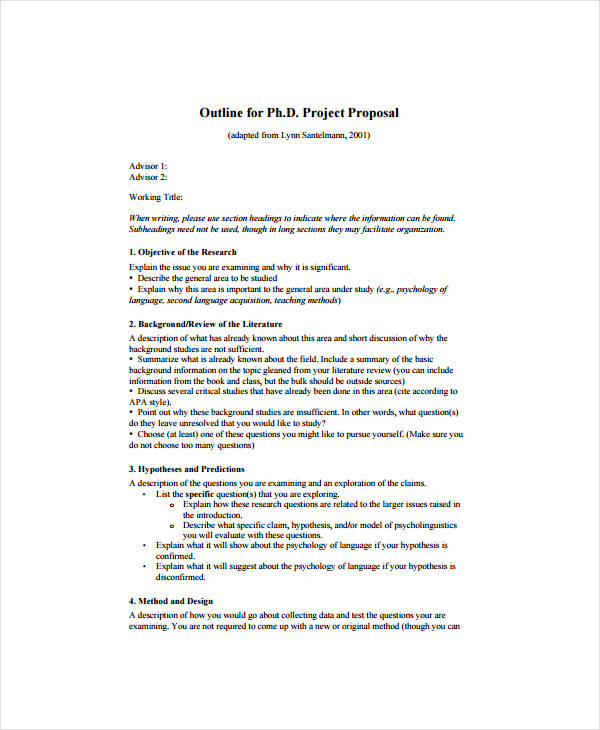 12+ Project Proposal Outline Templates - PDF, Word | Free & Premium ...