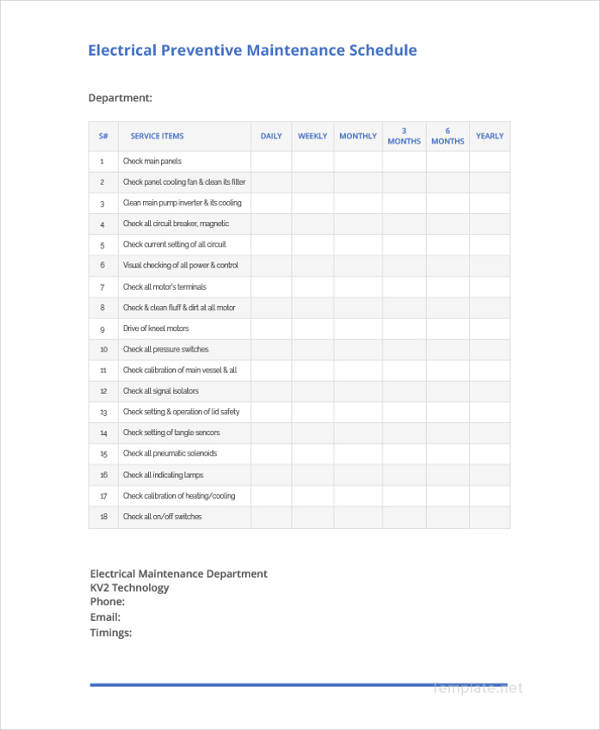 37  Preventive Maintenance Schedule Templates Word Excel PDF Free