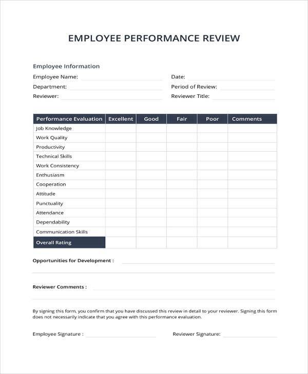 employee performance review examples