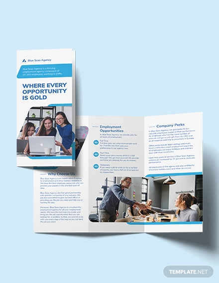 employment agency tri fold brochure template