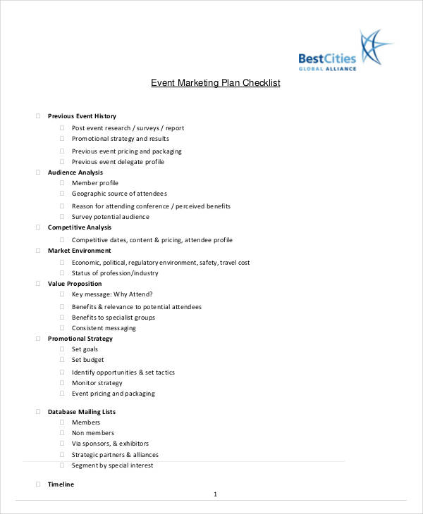 event marketing plan checklist