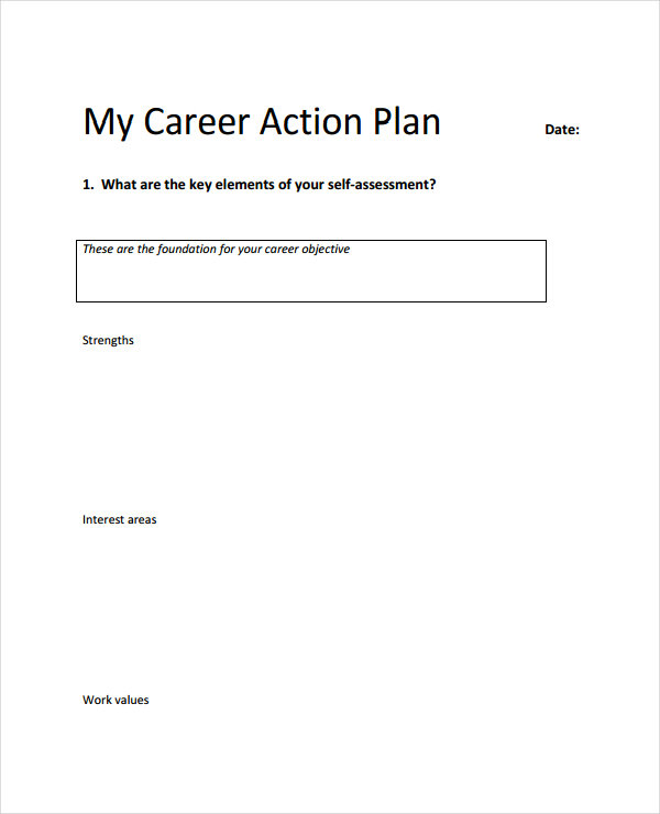 6 Career Action Plan Templates Pdf Word Apple Pages 6312