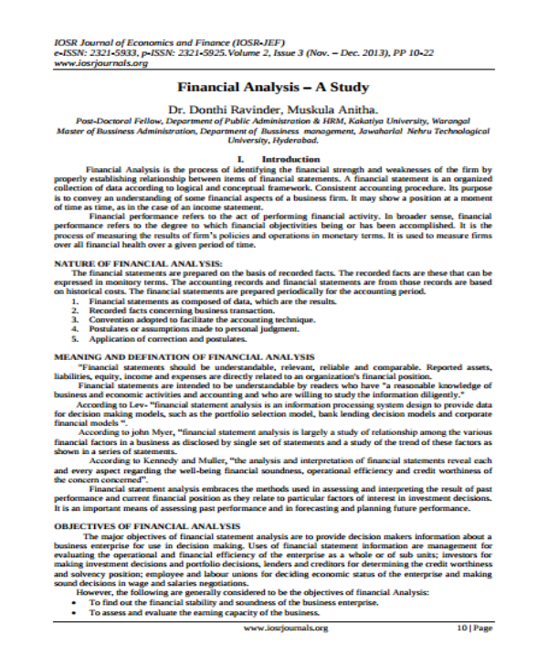 financial analysis template