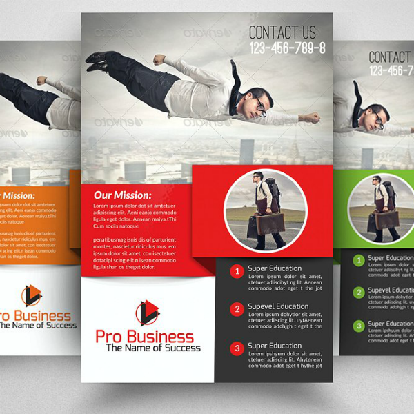 flying man corporate strategy flyer template