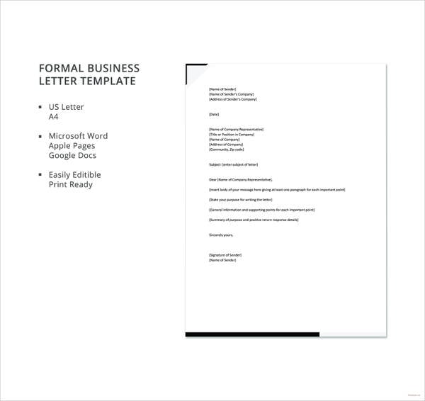 15+ Formal Letter Formats PDF, DOC, Apple Pages, Google Docs